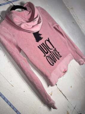 Vintage Juicy Couture Pink Velour Zip Up Hoodie Scottie Dog Logo Size S